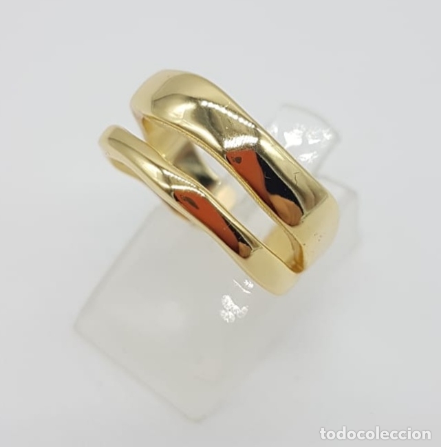 Joyeria: Alianza de dise&ntilde;o sofisticado en plata de ley contrastada, chapado en oro de 18 quilates . - Foto 1