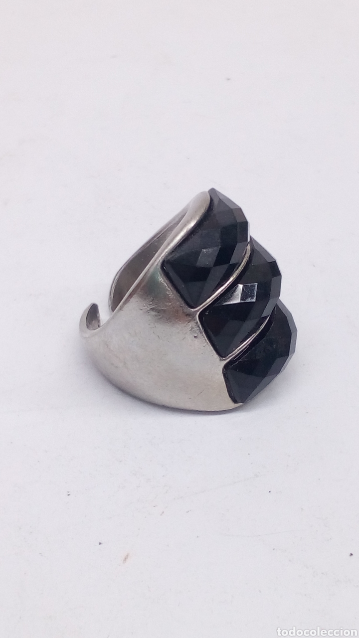 Joyeria: Anillo plateado con Onix tallado ref:S19 - Foto 1