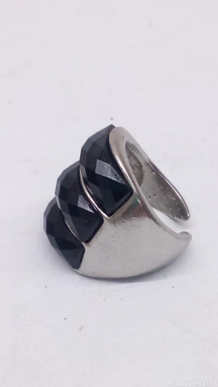 Joyeria: Anillo plateado con Onix tallado ref:S19 - Foto 2