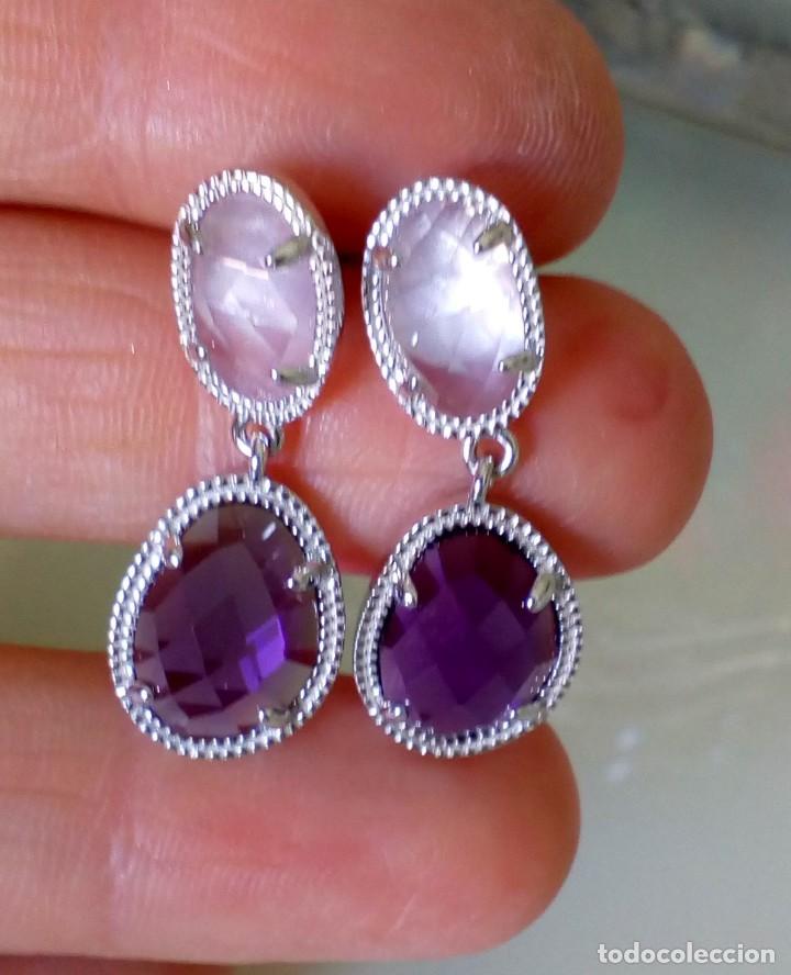 Joyeria: Bonitos pendientes de plata en dos tonos de piedra - Foto 3