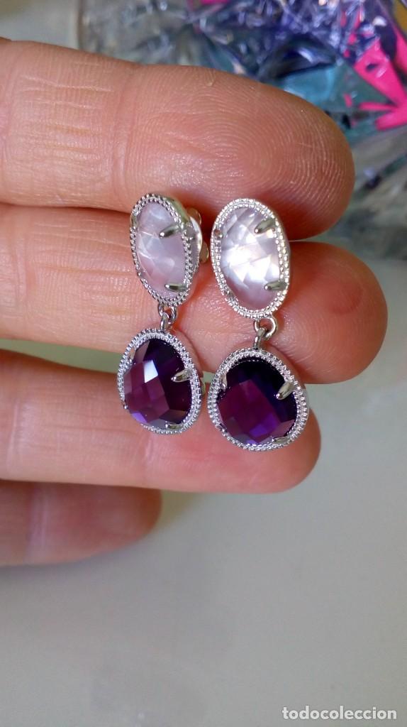 Joyeria: Bonitos pendientes de plata en dos tonos de piedra - Foto 4