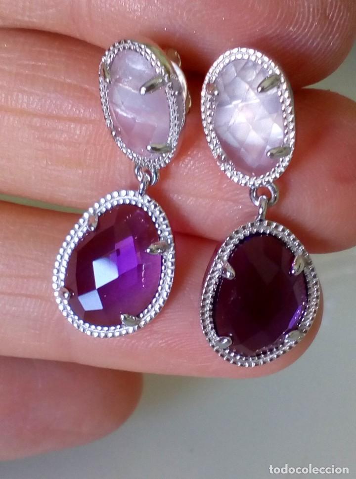 Joyeria: Bonitos pendientes de plata en dos tonos de piedra - Foto 8