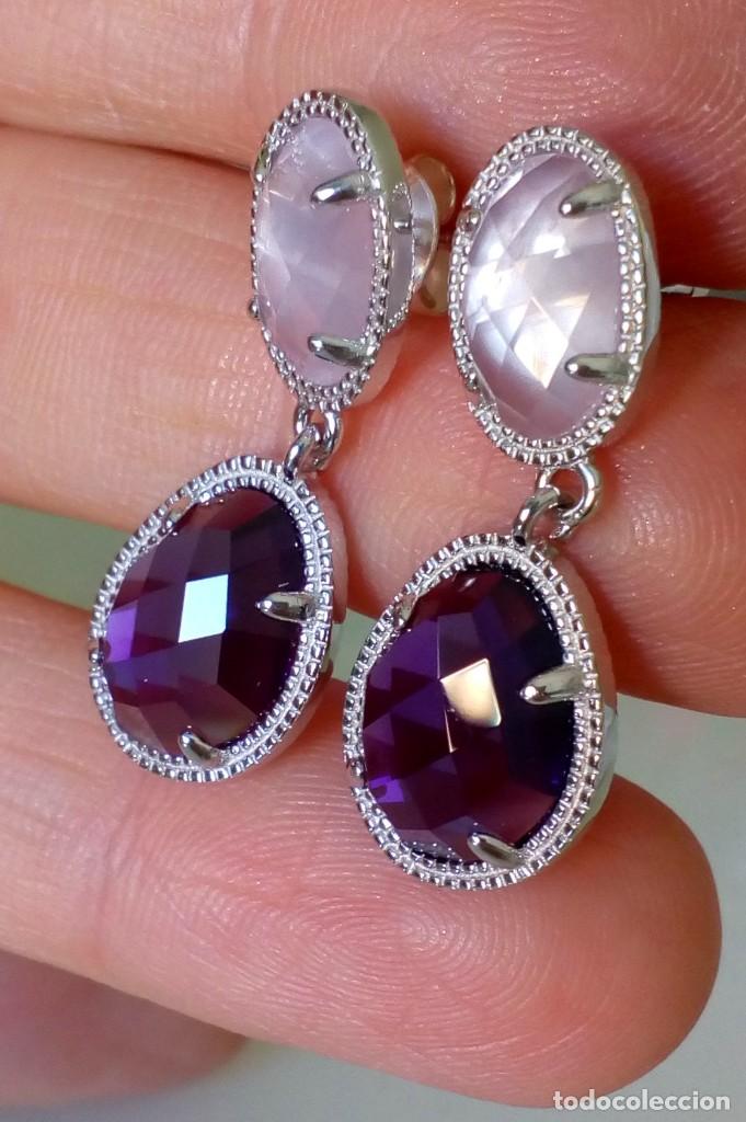 Joyeria: Bonitos pendientes de plata en dos tonos de piedra - Foto 1