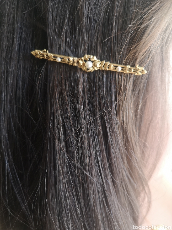 Joyeria: Broche alfiler antiguo de oro y perlas - Foto 2