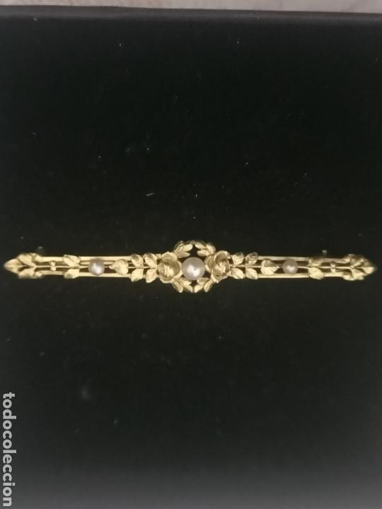 Joyeria: Broche alfiler antiguo de oro y perlas - Foto 1