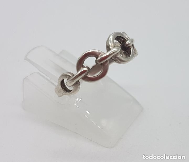 Joyeria: Antiguo y original anillo de plata 925 con forma se cadena. - Foto 3