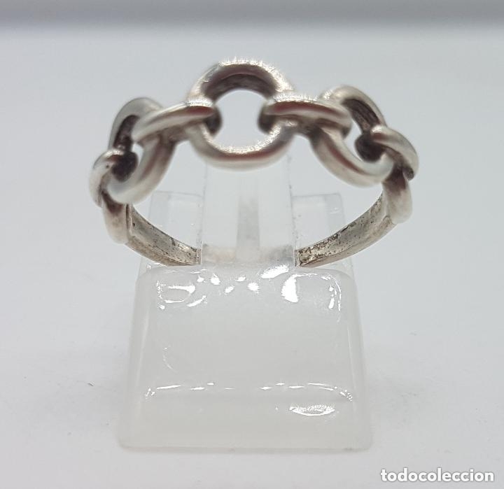 Joyeria: Antiguo y original anillo de plata 925 con forma se cadena. - Foto 5