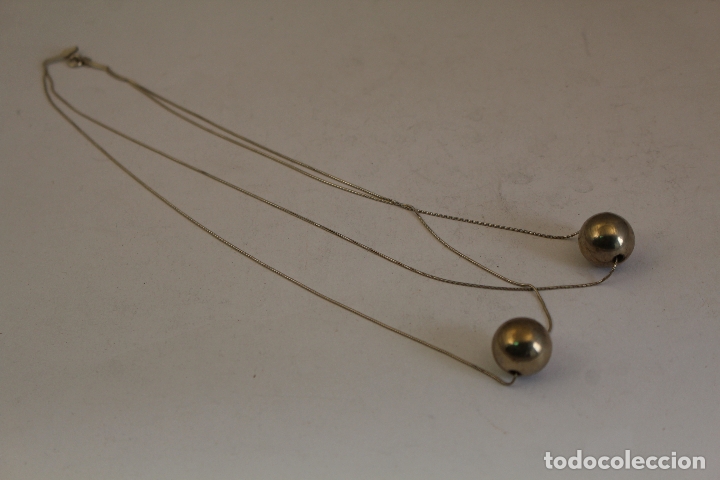 Joyeria: collar de dos vueltas con dos bolas en plata de ley - Foto 2
