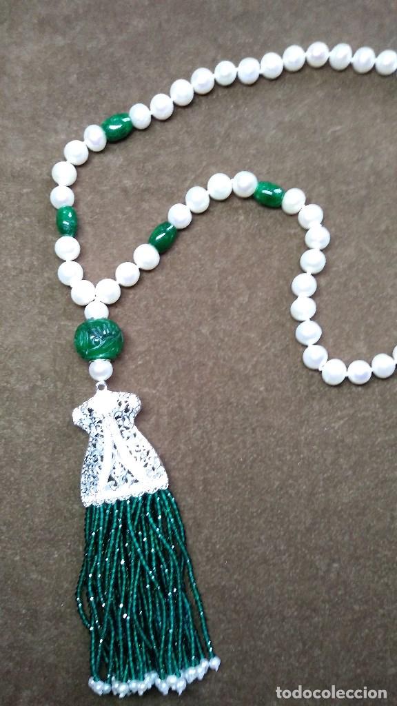 Joyeria: COLLAR DE PERLA, JADE Y ESMERALDA. - Foto 2