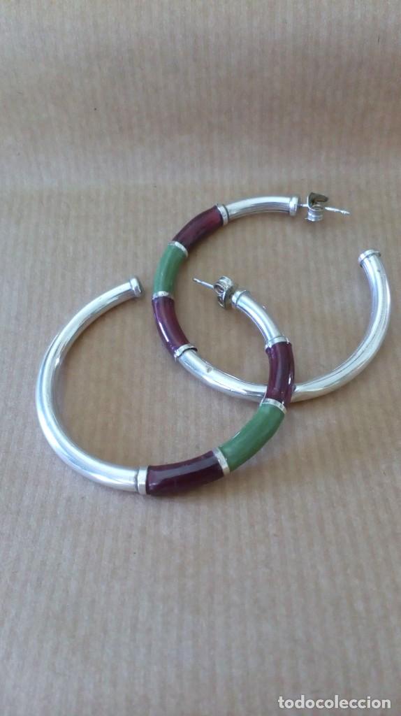 Joyeria: Preciosos pendientes de plata y esmalte - Foto 1
