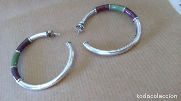 Joyeria: Preciosos pendientes de plata y esmalte - Foto 2
