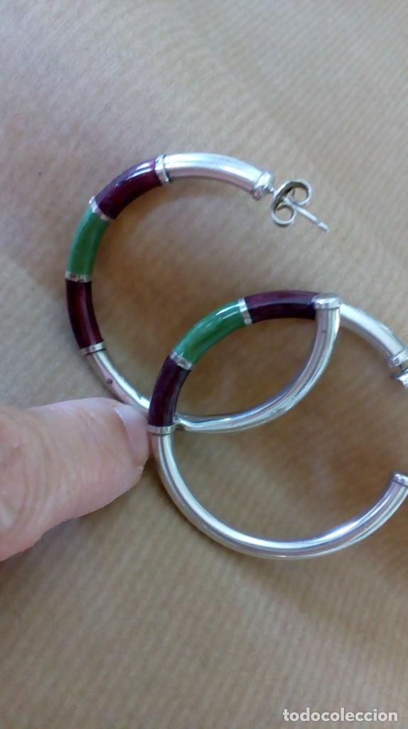 Joyeria: Preciosos pendientes de plata y esmalte - Foto 5