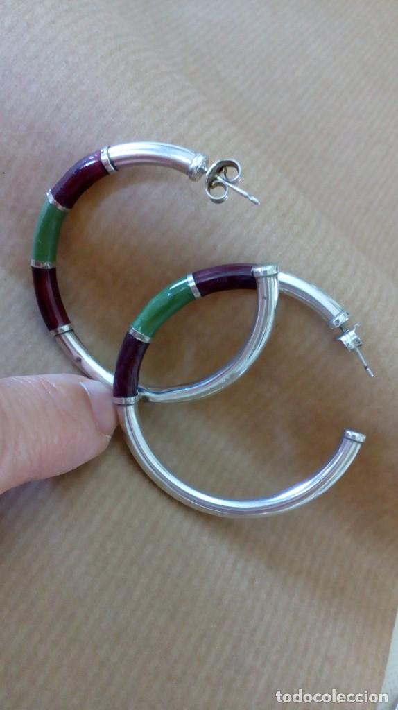 Joyeria: Preciosos pendientes de plata y esmalte - Foto 6