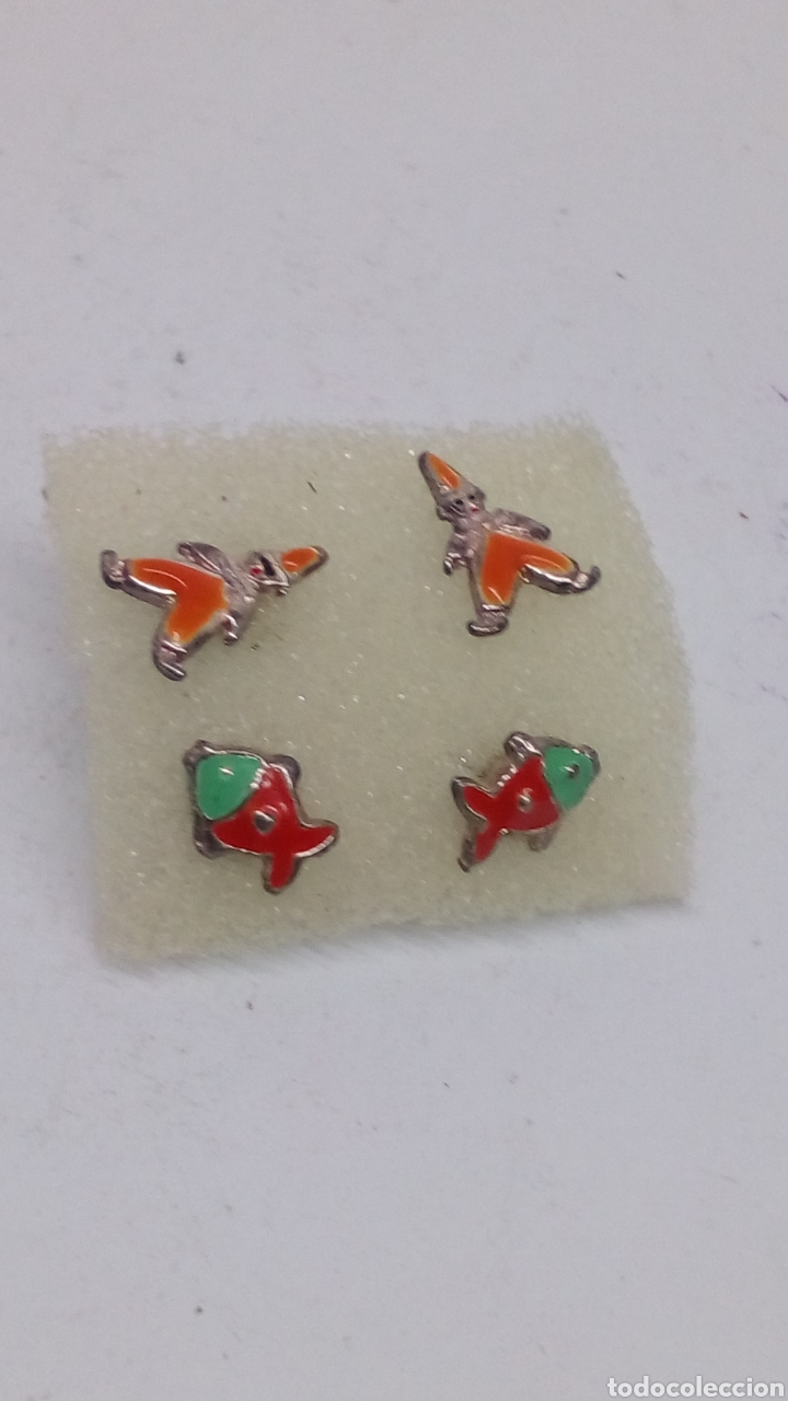 Joyeria: 2 PARES DE PENDIENTES DE PLATA Y ESMALTE/P89 - Foto 1