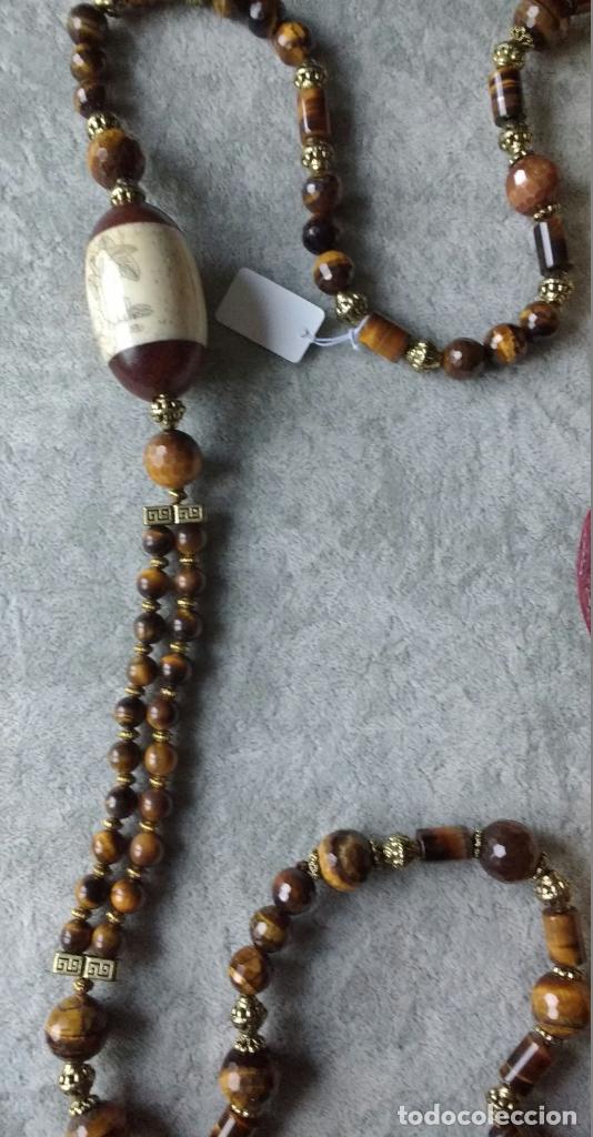 Joyeria: COLLAR DE OJO DE TIGRE, JADE Y HUESO. - Foto 2