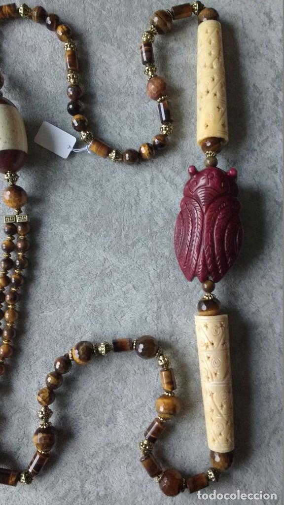 Joyeria: COLLAR DE OJO DE TIGRE, JADE Y HUESO. - Foto 3