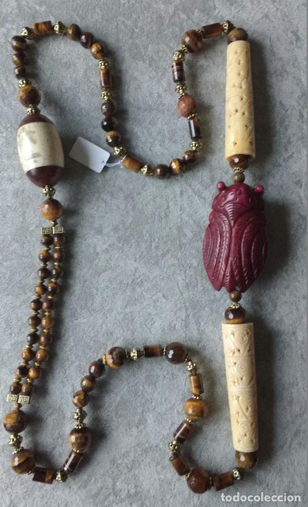Joyeria: COLLAR DE OJO DE TIGRE, JADE Y HUESO. - Foto 1