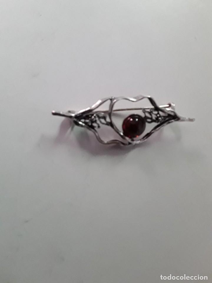 Joyeria: Broche de plata con contraste 925 y cabuj&oacute;n anaranjado - Foto 1
