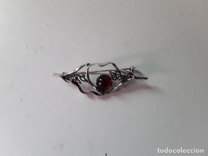 Joyeria: Broche de plata con contraste 925 y cabuj&oacute;n anaranjado - Foto 2
