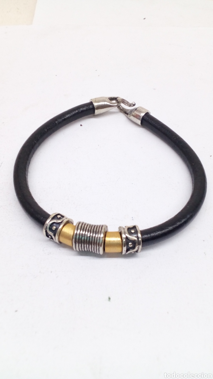 Joyeria: Pulsera de bisuter&iacute;a plata y cuero - Foto 1