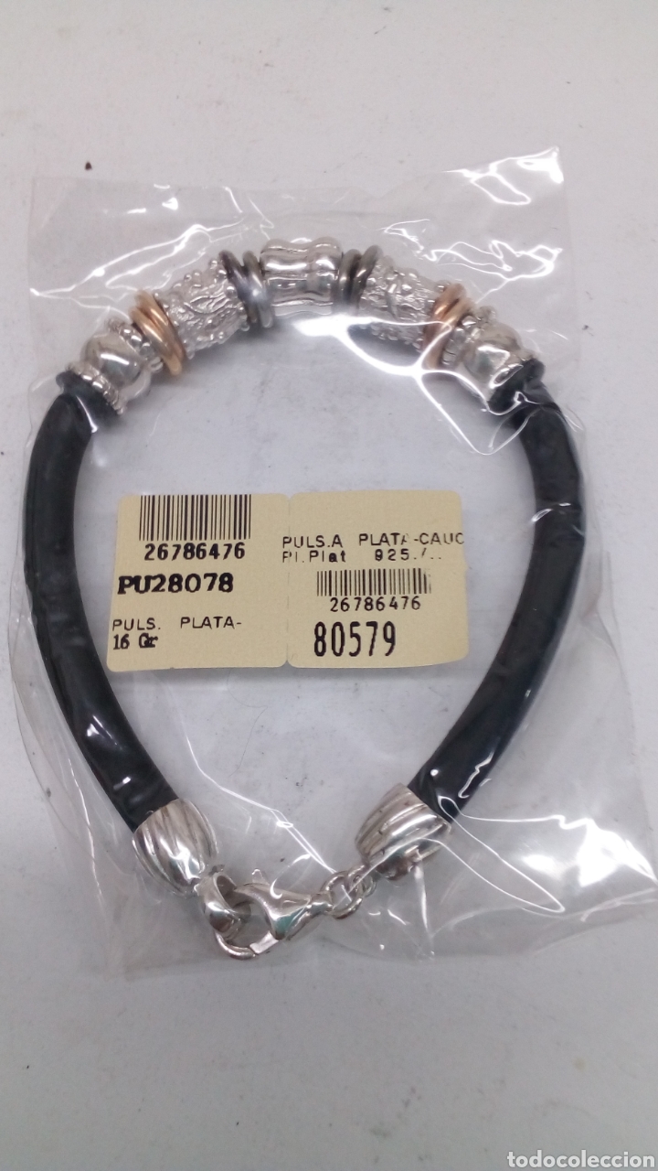 Joyeria: Pulsera de plata y caucho - Foto 1