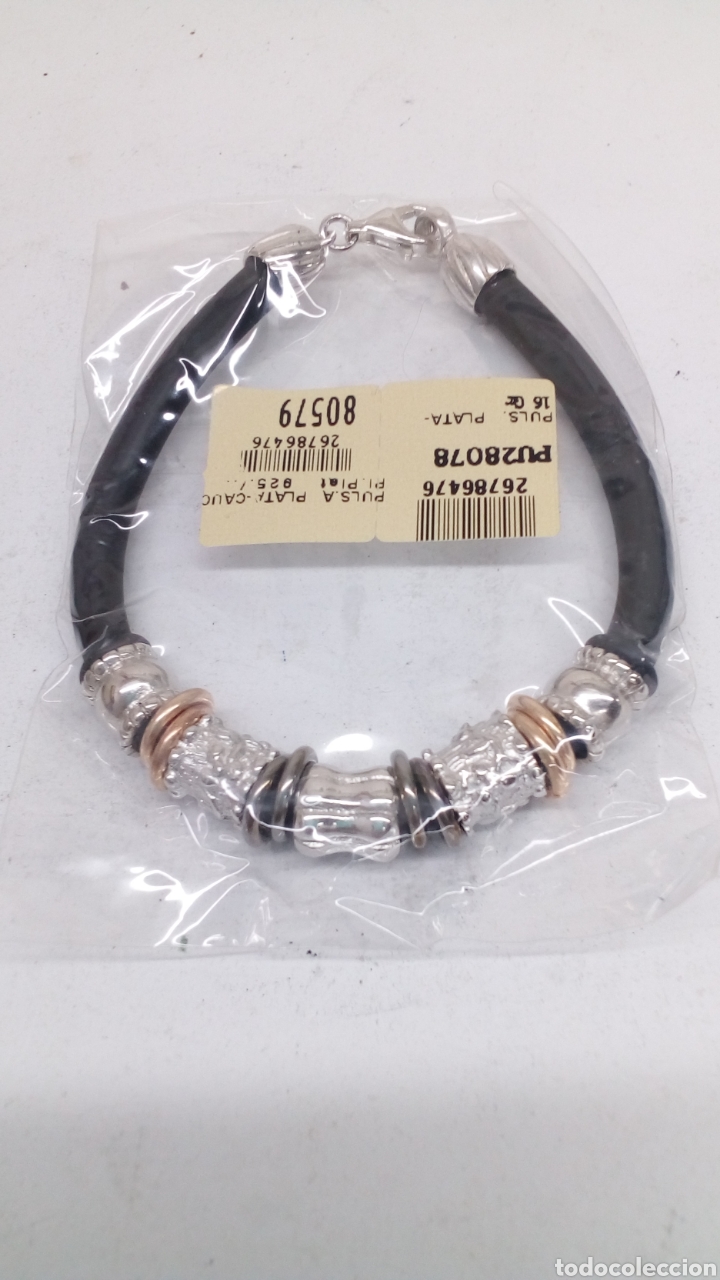 Joyeria: Pulsera de plata y caucho - Foto 2