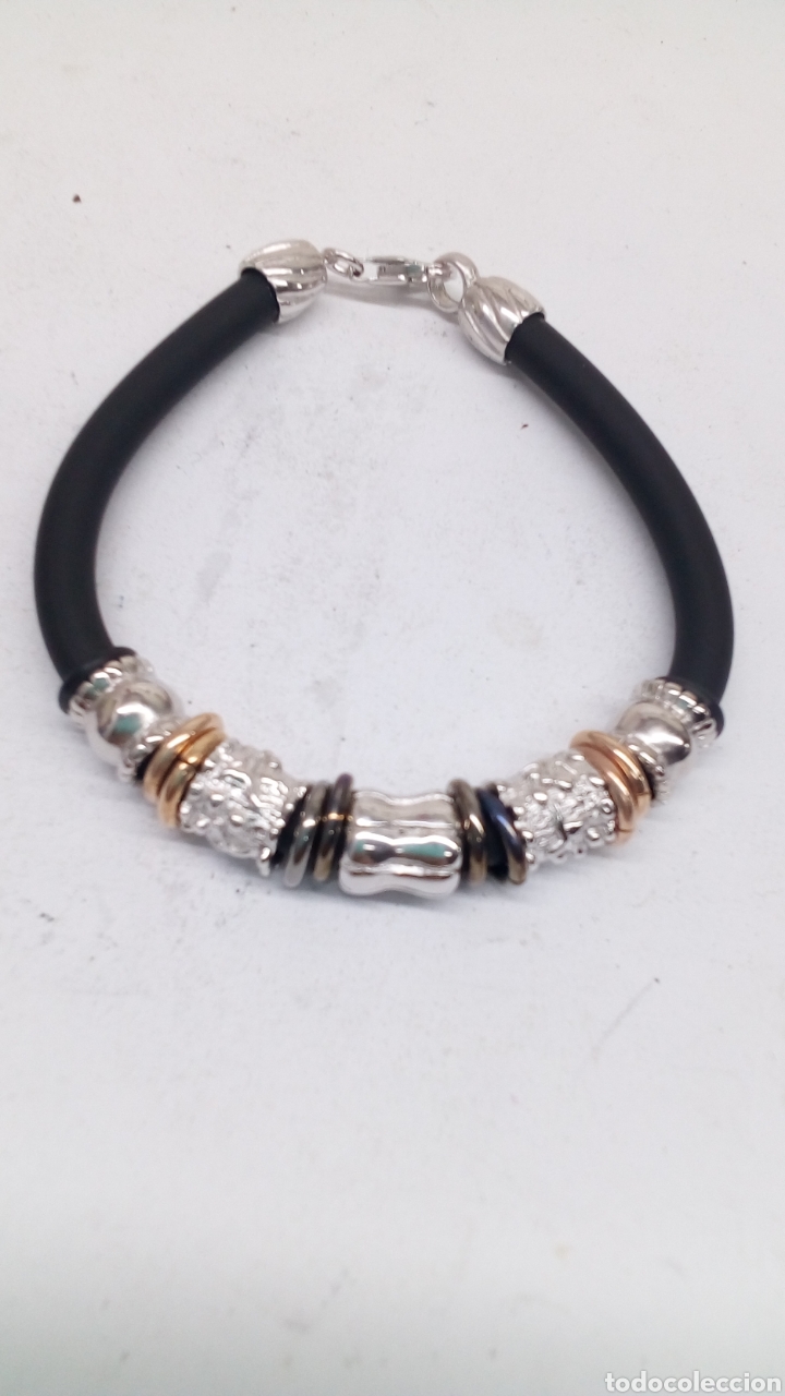 Joyeria: Pulsera de plata y caucho - Foto 1