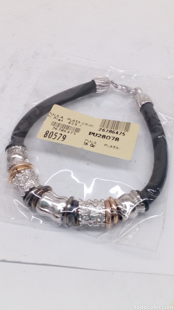 Joyeria: Pulsera de plata y caucho - Foto 2