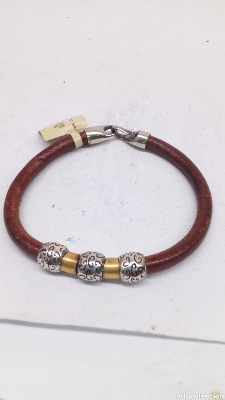 Joyeria: Pulseras de plata y cuero marron - Foto 1