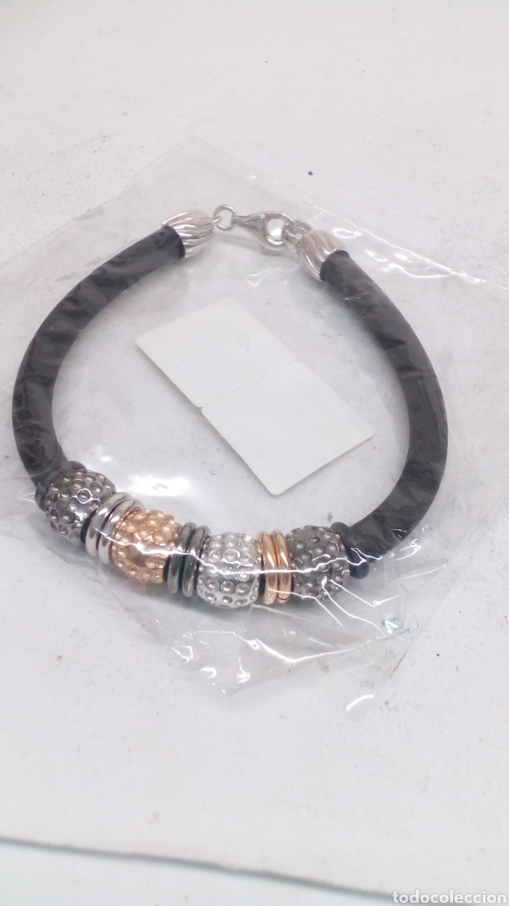 Joyeria: Pulsera de plata y caucho - Foto 1