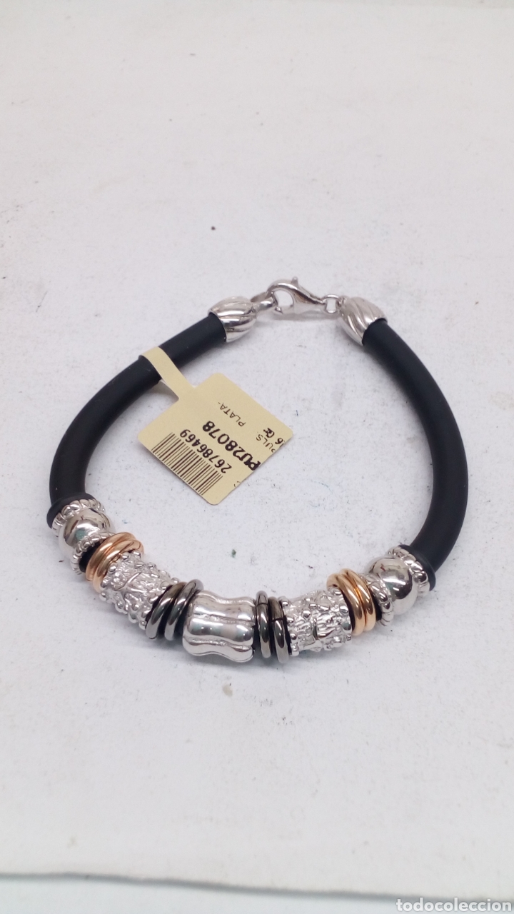 Joyeria: Pulsera de plata y caucho - Foto 1
