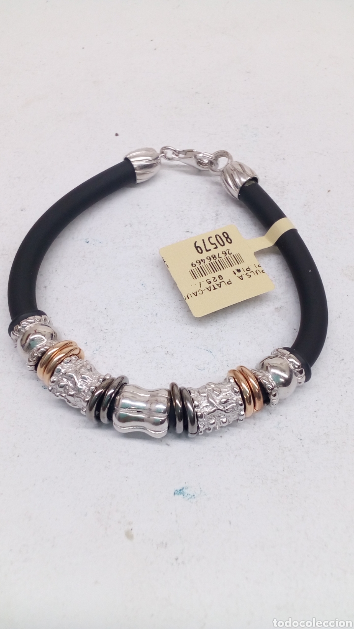 Joyeria: Pulsera de plata y caucho - Foto 2