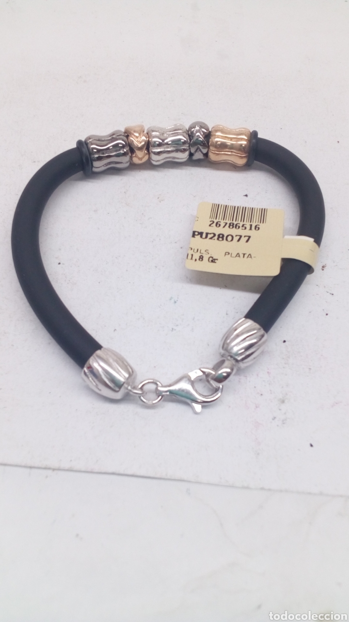 Joyeria: Pulsera de plata y caucho - Foto 1