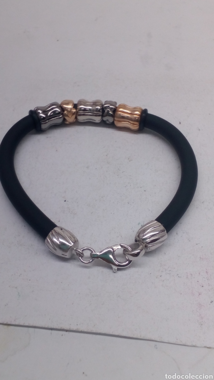 Joyeria: Pulsera de plata y caucho - Foto 1