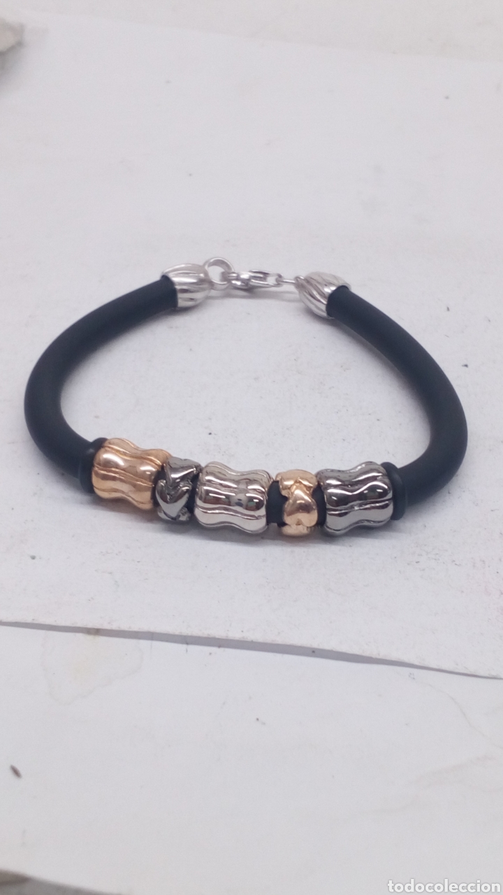 Joyeria: Pulsera de plata y caucho - Foto 2