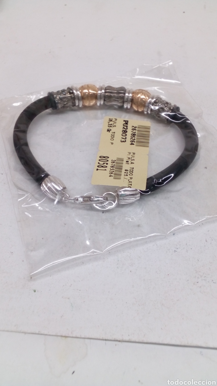 Joyeria: Pulsera de plata y caucho - Foto 1