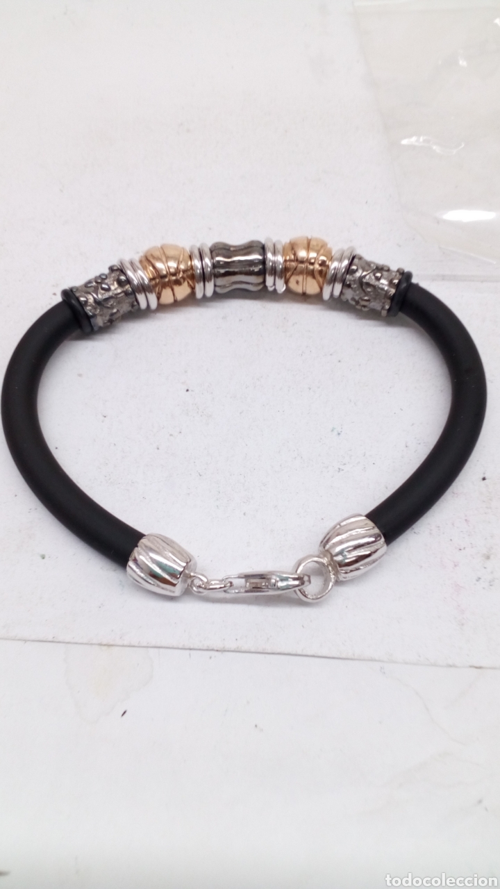 Joyeria: Pulsera de plata y caucho - Foto 2