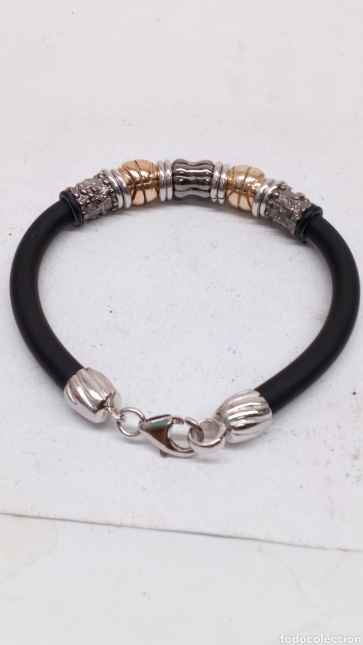 Joyeria: Pulsera de plata y caucho - Foto 1