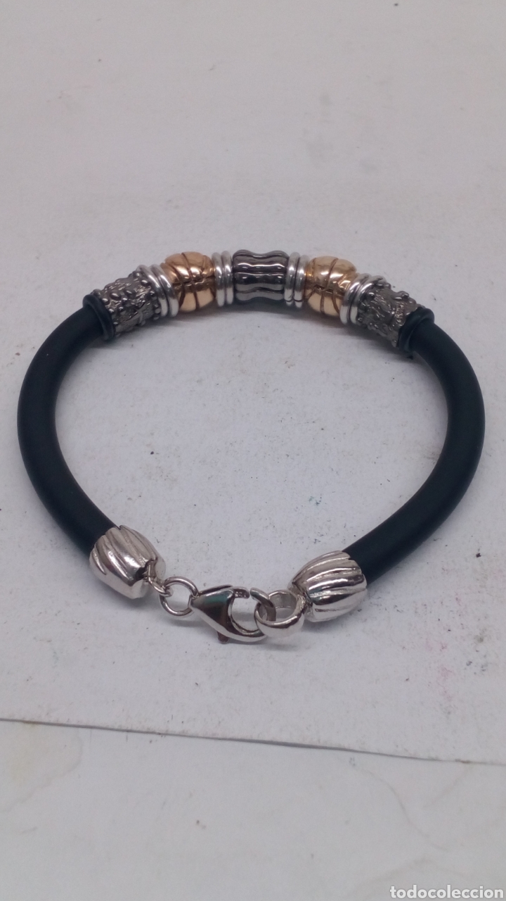 Joyeria: Pulsera de plata y caucho - Foto 2