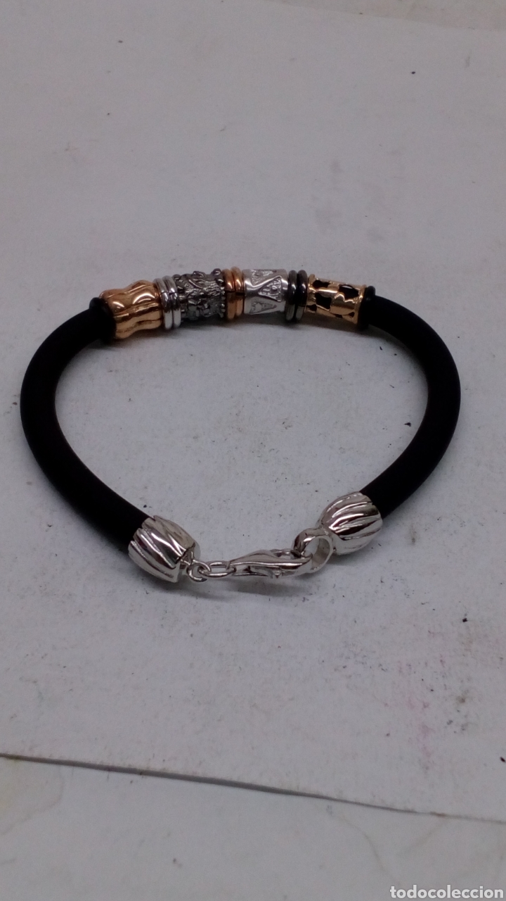 Joyeria: Pulsera de plata y caucho - Foto 1