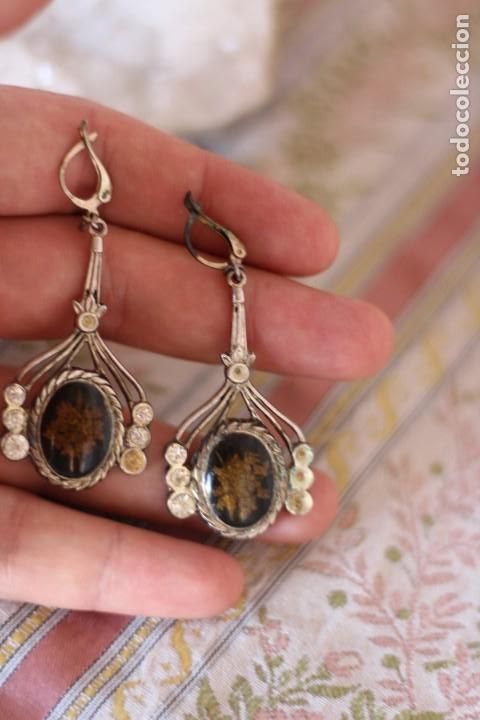 Joyeria: PENDIENTES MODERNISTAS CON FLORES EN INTERIOR - Foto 2