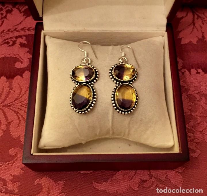 Joyeria: PENDIENTES CON AMETRINAS TALLADAS - 17 GRAMOS. - Foto 2