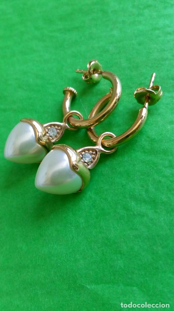 Joyeria: Pendientes dorados y s&iacute;mil perla en forma de coraz&oacute;n - Foto 4