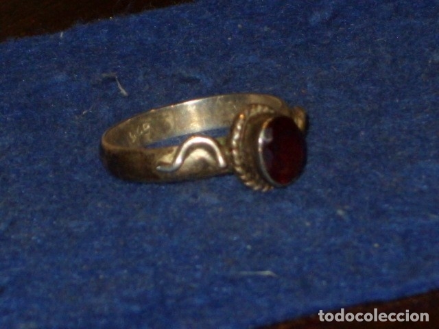 Joyeria: ANILLO DE PLATA CON PIEDRA GRANATE. - Foto 4
