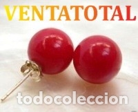 Joyeria: PENDIENTES VINTAGE PLATA Y BOLAS DE JADE ROJO PESA 1,59 GRA UNO MIDE EL PINCHO1,50 CENTIMETROS-N4
