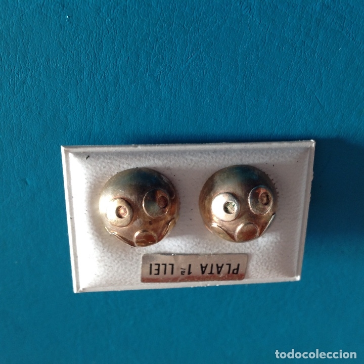 Joyeria: Pendientes de plata de ley. Vintage.A&ntilde;os 60.Boton de presi&oacute;n. Complementos de moda. - Foto 1