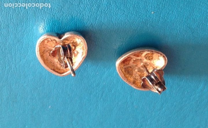 Joyeria: Pendientes de plata de ley. Coraz&oacute;n con esmalte.Vintage.A&ntilde;os 60. Complementos de moda - Foto 4
