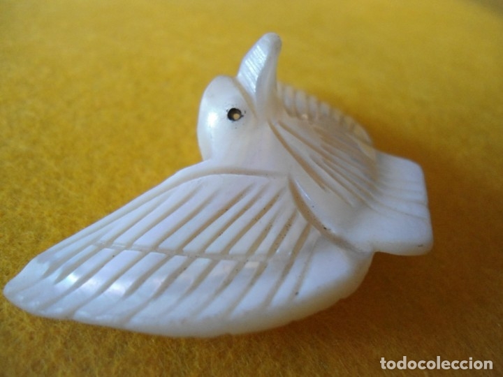 Joyeria: ANTIGUO BROCHE CON PALOMA DE NACAR - Foto 3