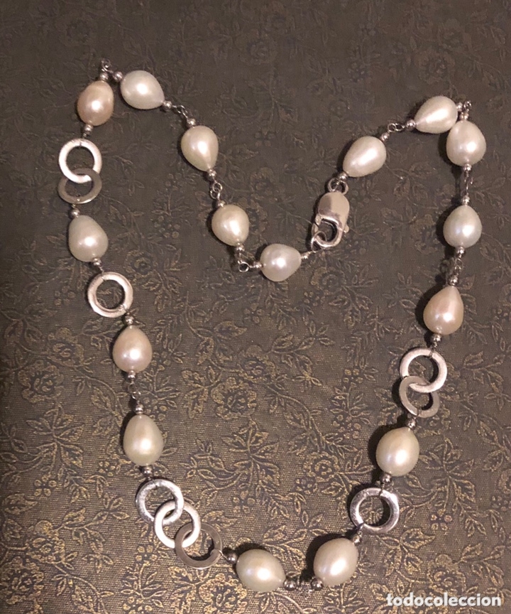 Joyeria: Bonito collar-gargantilla, en plata contrastada, y perlas - Foto 2
