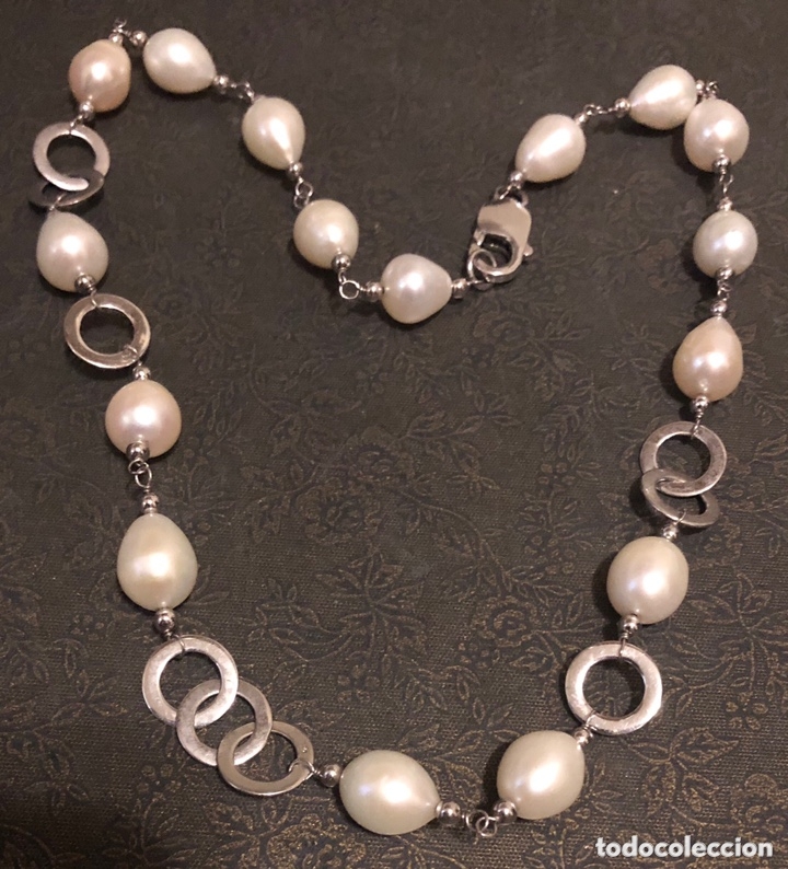 Joyeria: Bonito collar-gargantilla, en plata contrastada, y perlas - Foto 3